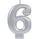 Silver Number 6 Birthday Candle